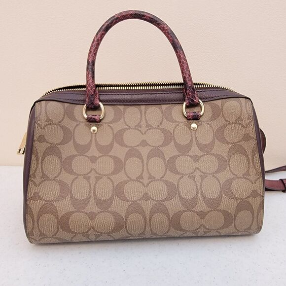 Coach Rowan PVC Leather & Snakeskin Trim Satchel Bag Purse H1981-F89005 - Picture 3 of 14